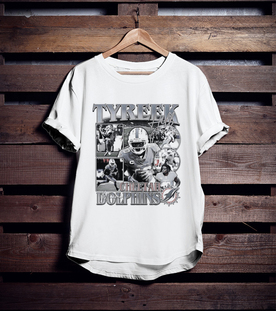 Tyreek Hill Cheetah Miami Dolphins Retro 90s Bootleg Football Player T-Shirt