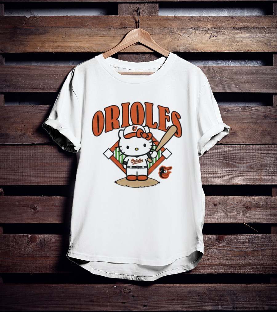 Baltimore Orioles Hello Kitty MLB Collaboration With Baseball T-Shirt