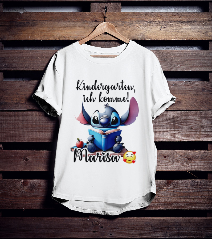 Kindergarten Ich Komme Marisa Blue Alien Book Reading T-Shirt