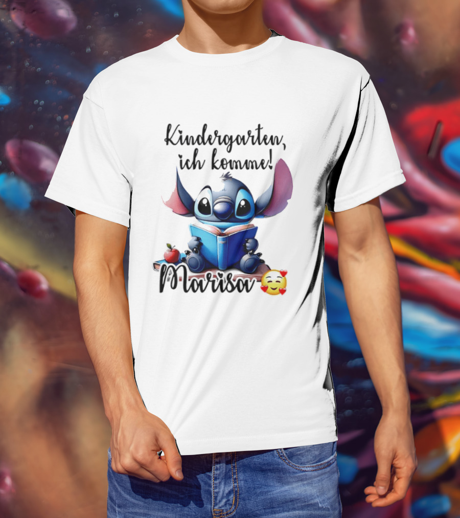 Kindergarten Ich Komme Marisa Blue Alien Book Reading T-Shirt