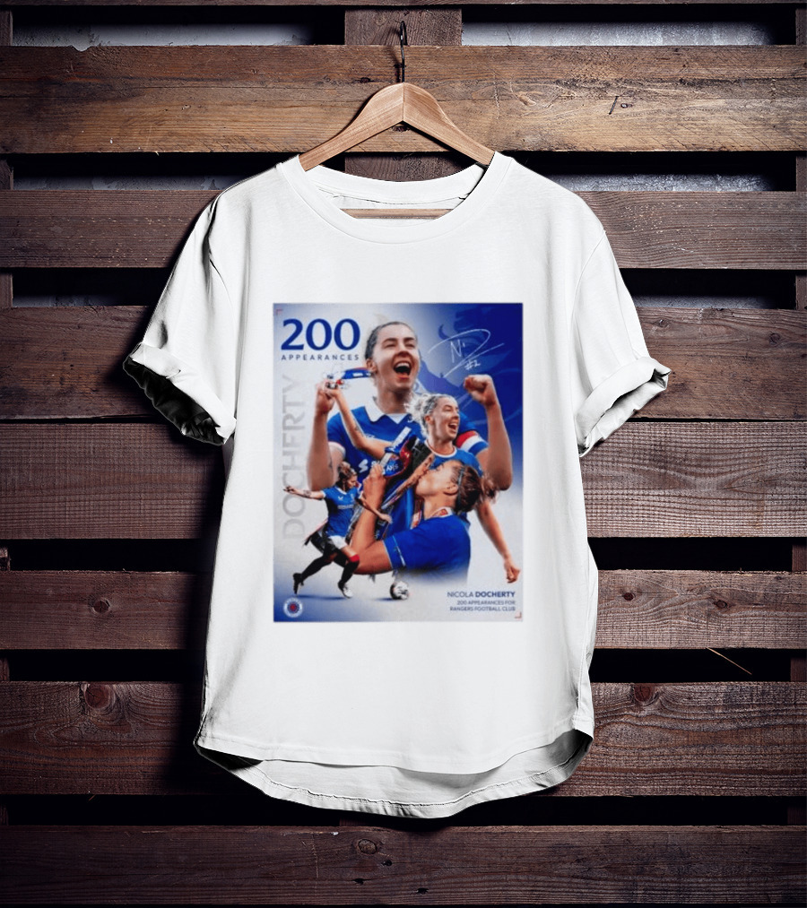 Nicola Docherty 200 Appearances Rangers Football Club Celebration T-Shirt