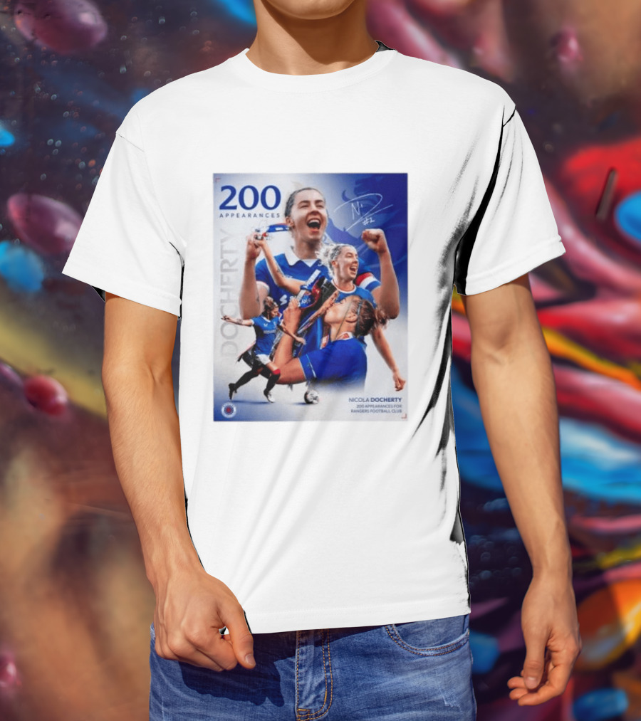 Nicola Docherty 200 Appearances Rangers Football Club Celebration T-Shirt