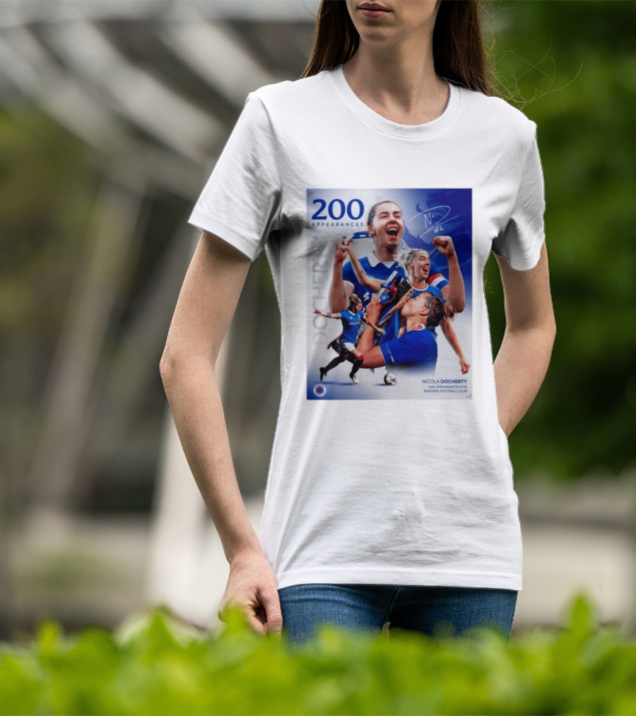 Nicola Docherty 200 Appearances Rangers Football Club Celebration T-Shirt