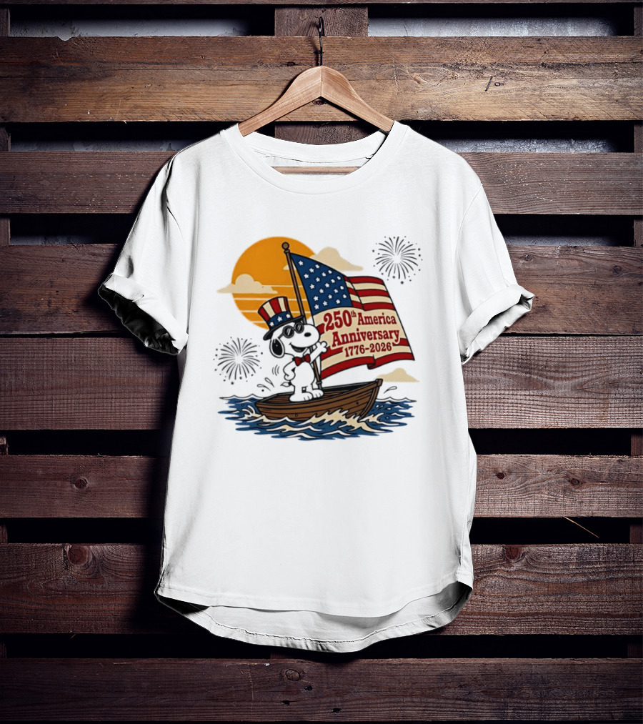 Snoopy 250th America Anniversary 1776 2026 Sailboat Celebration T-Shirt