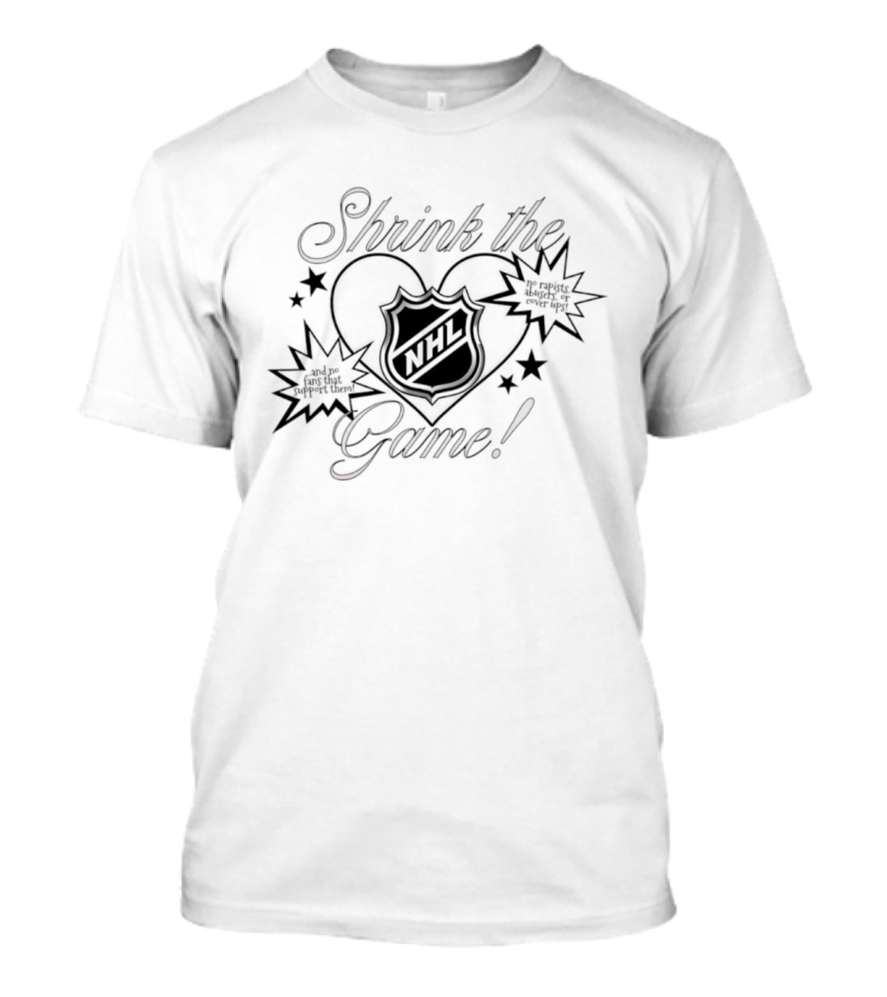 Shrink The Game NHL Heart Comic Style Stars T-Shirt