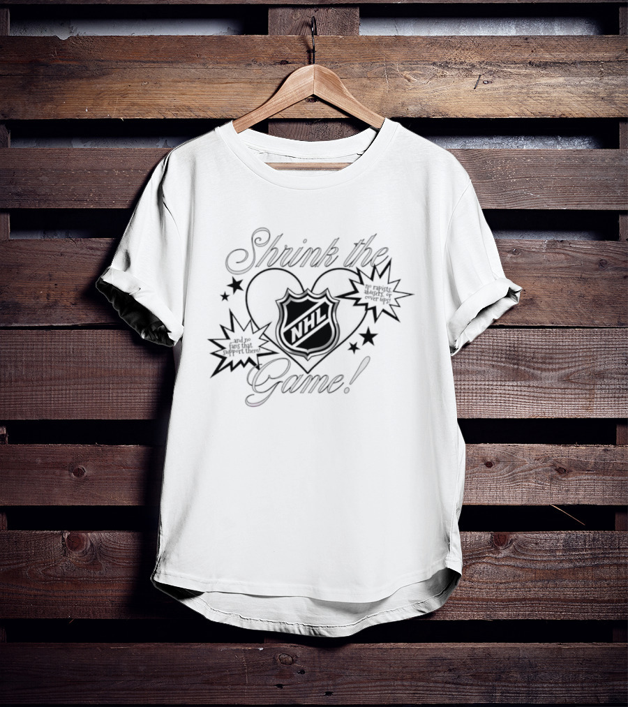 Shrink The Game NHL Heart Comic Style Stars T-Shirt