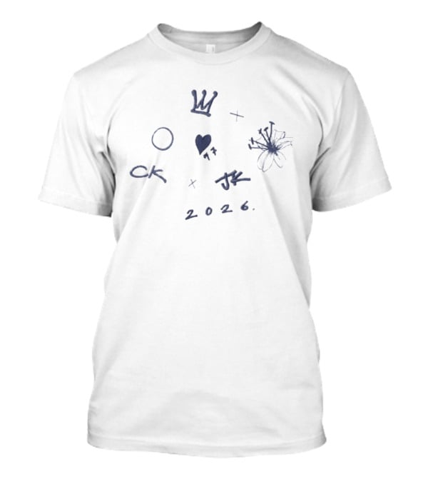 CKJK 2026 Heart Crown Flower Sketch T-Shirt