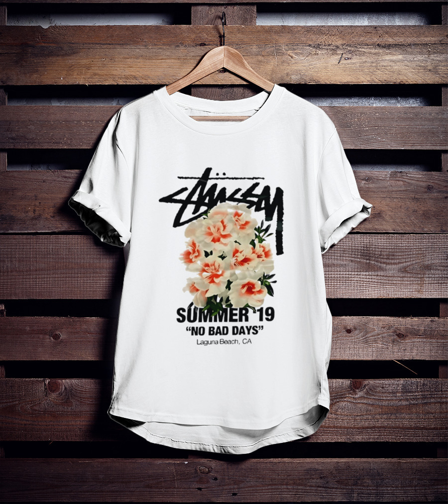 Stussy Summer 19 No Bad Days Floral Laguna Beach CA T-Shirt