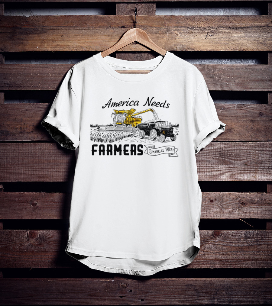 America Needs Farmers Lunabelle West Tractor Combine Harvesting T-Shirt