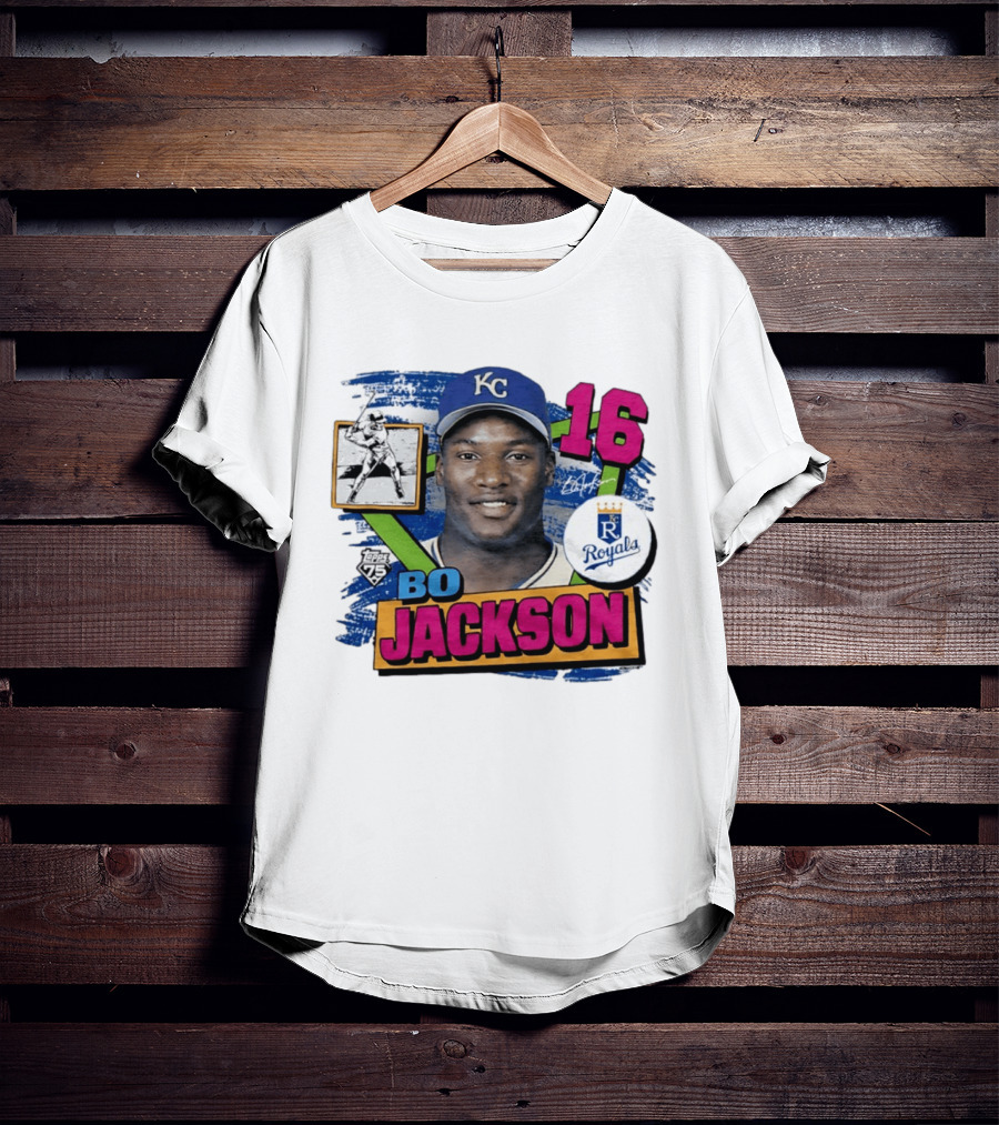 Bo Jackson 16 Kansas City Royals Topps 75 Vintage Baseball Memorabilia T-Shirt