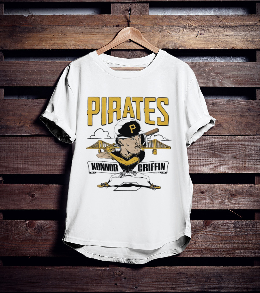 Pittsburgh Pirates Konnor Griffin Caricature Swing With Bridges T-Shirt