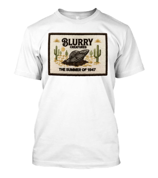 Blurry Creatures UFO Summer 1947 Desert Landscape Cactus Scene T-Shirt
