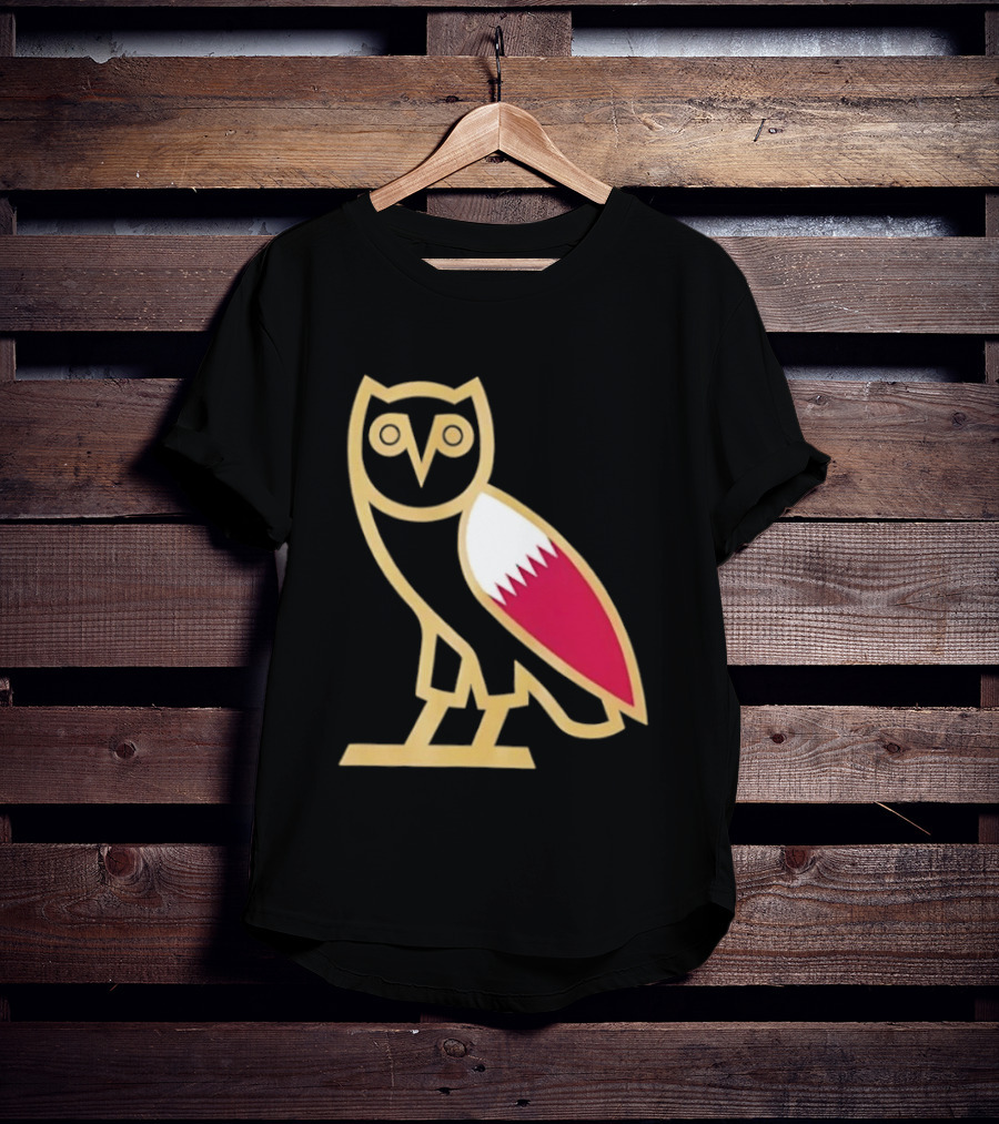 OVO Owl Gold Outline Qatar Flag Wing T-Shirt