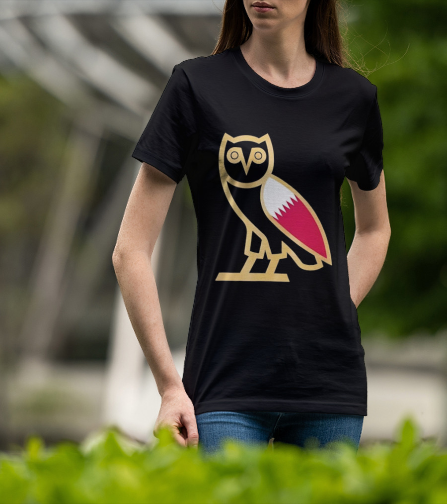 OVO Owl Gold Outline Qatar Flag Wing T-Shirt