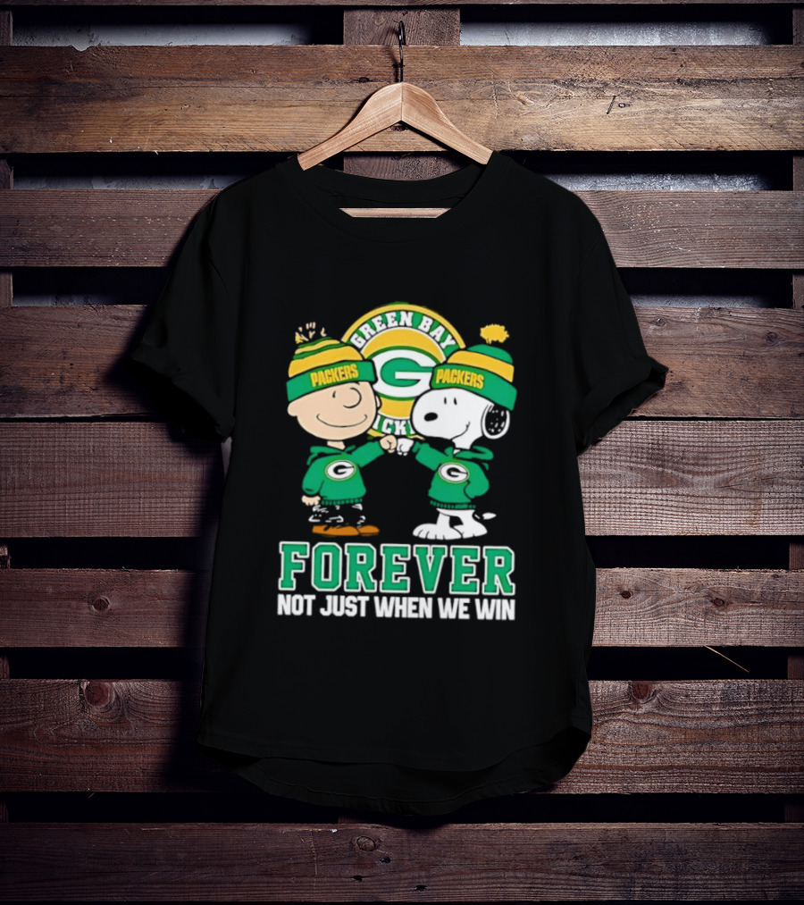 Peanuts Charlie Brown Snoopy Green Bay Packers Forever Not Just When We Win T-Shirt