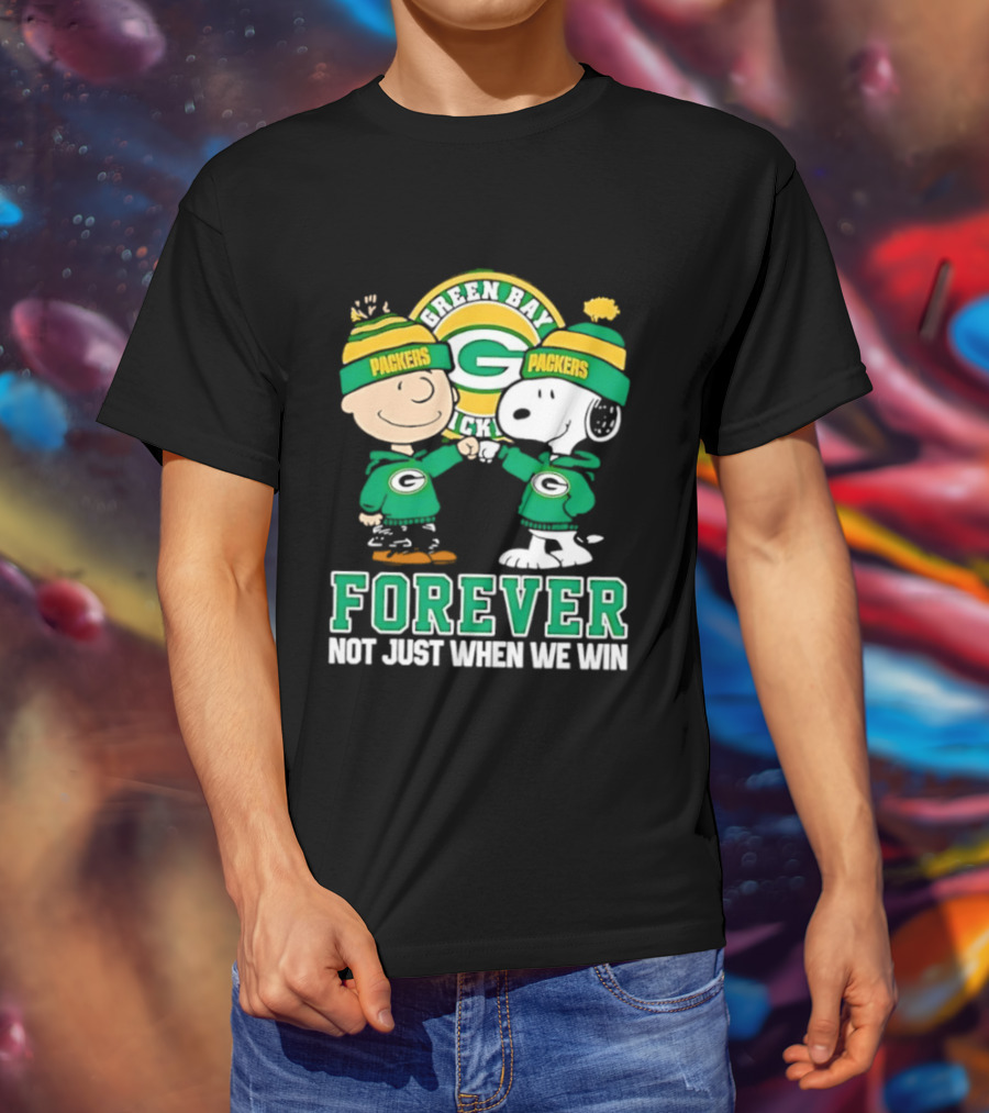 Peanuts Charlie Brown Snoopy Green Bay Packers Forever Not Just When We Win T-Shirt