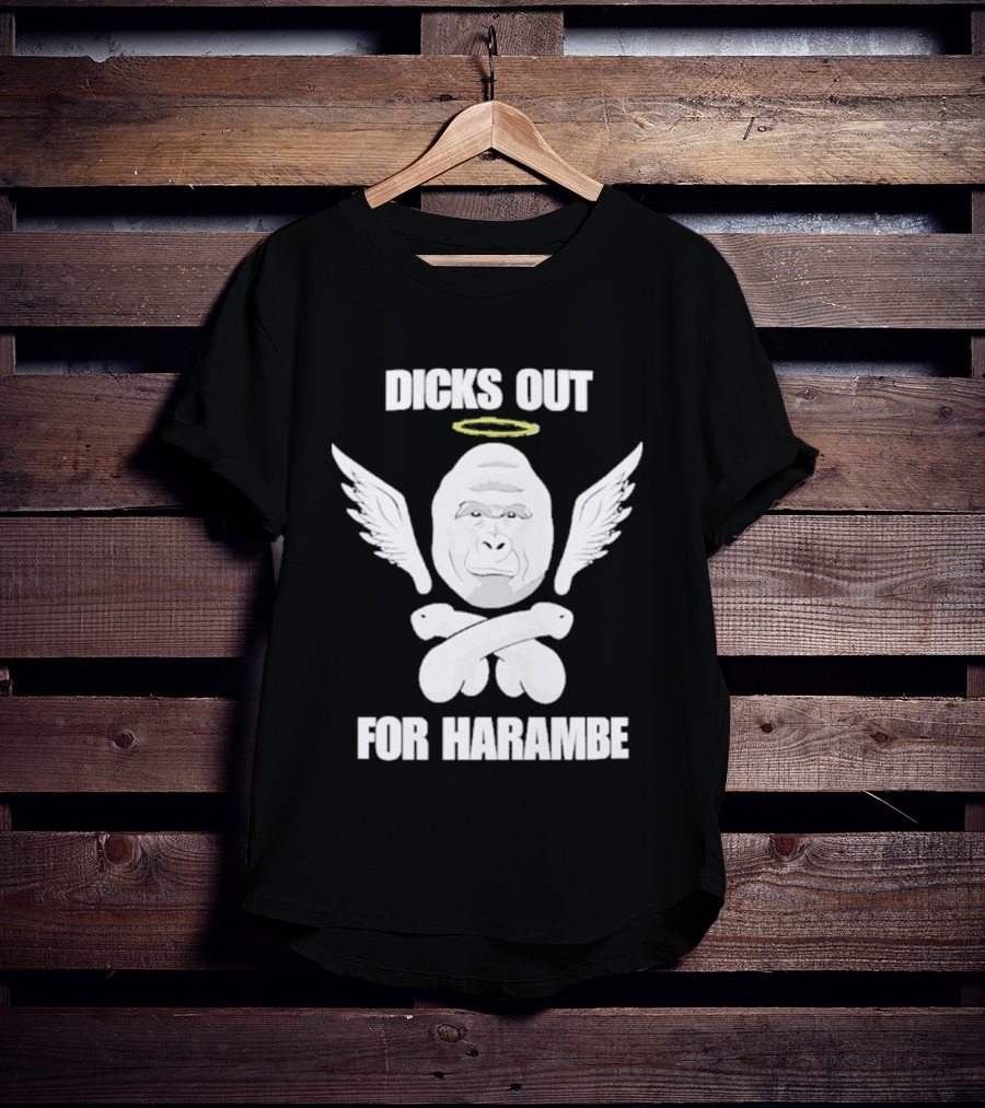 Gorilla With Wings Halo Dicks Out For Harambe T-Shirt
