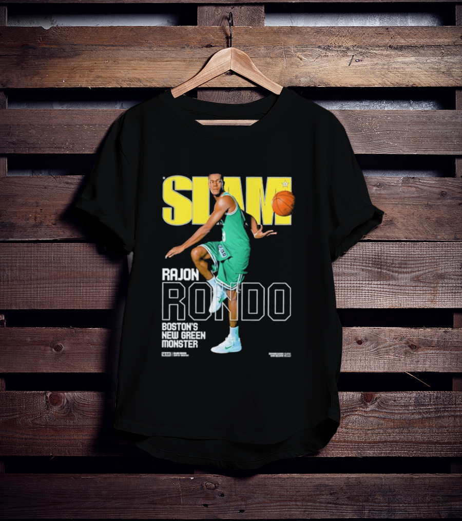 Slam Magazine Cover Rajon Rondo Boston New Green Monster Basketball T-Shirt