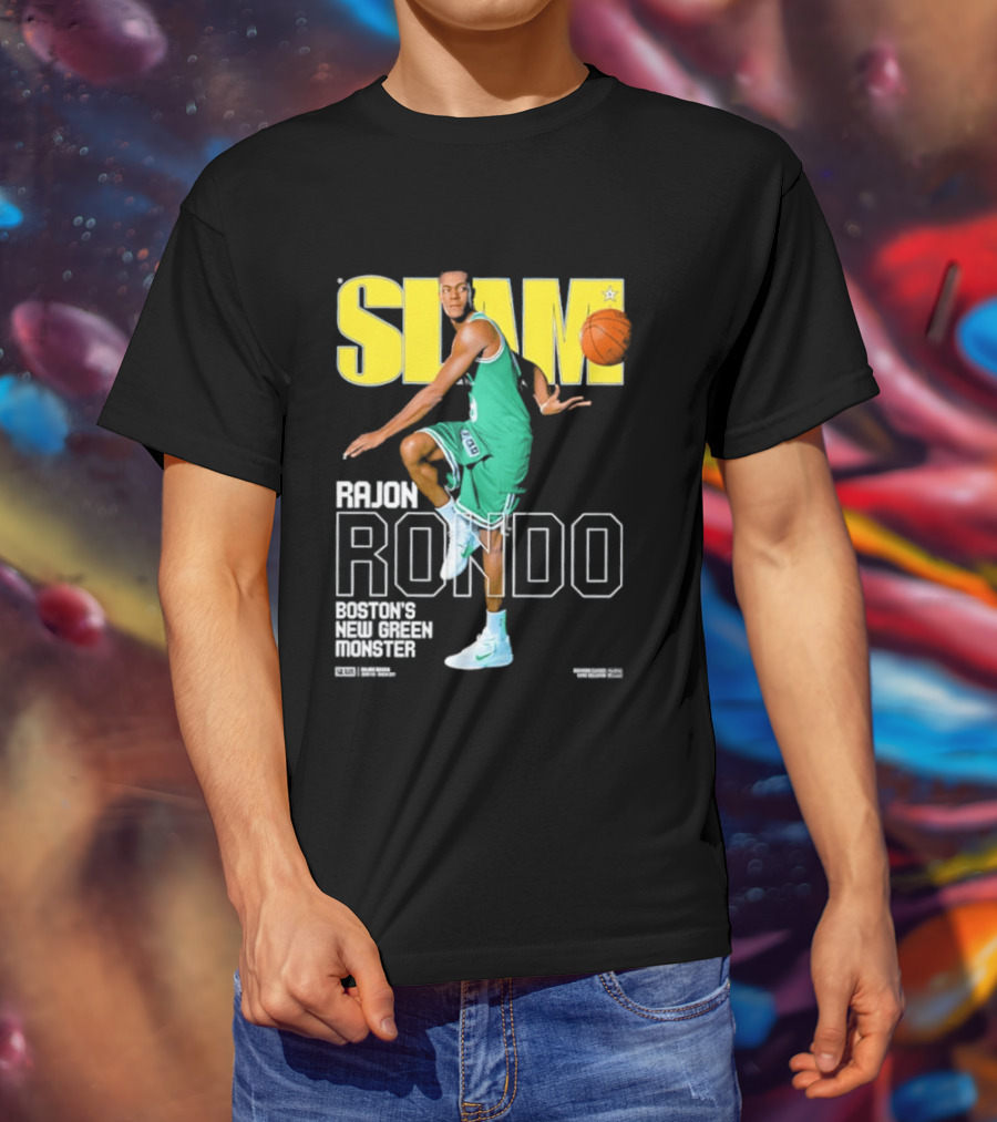 Slam Magazine Cover Rajon Rondo Boston New Green Monster Basketball T-Shirt