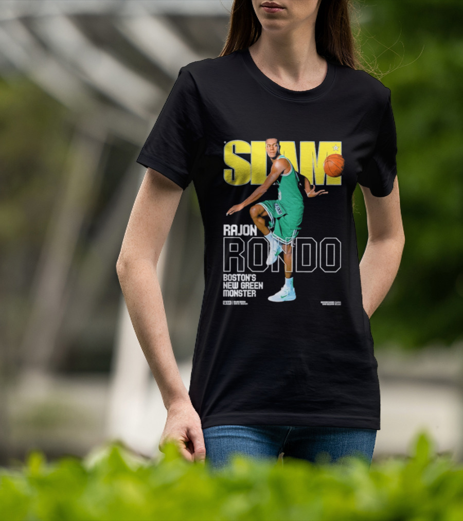 Slam Magazine Cover Rajon Rondo Boston New Green Monster Basketball T-Shirt