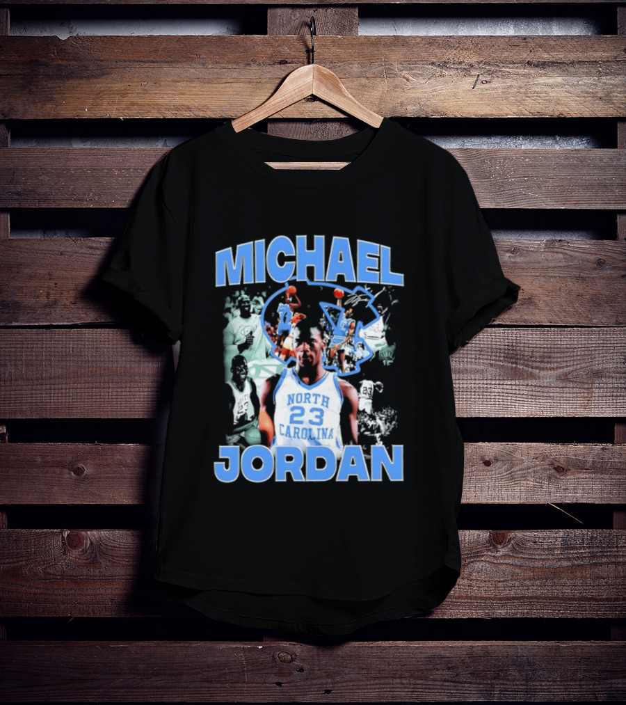 Michael Jordan 23 North Carolina Tar Heels Basketball Iconic Blue And White T-Shirt