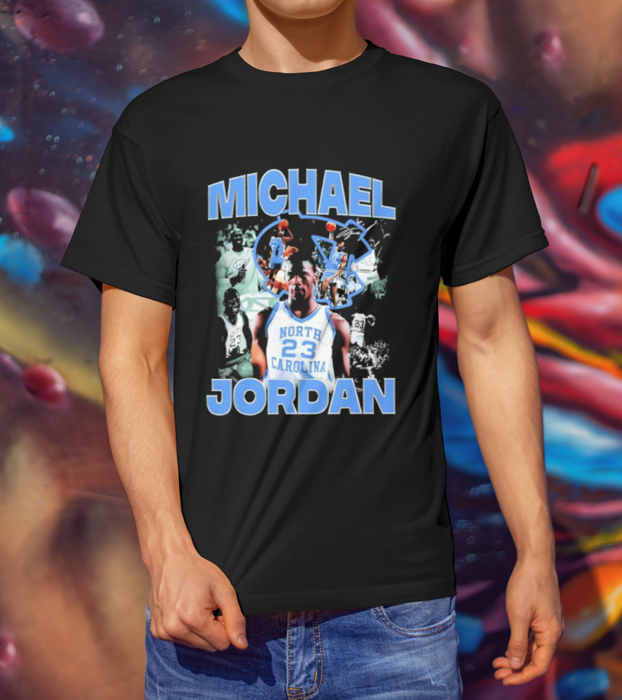 Michael Jordan 23 North Carolina Tar Heels Basketball Iconic Blue And White T-Shirt