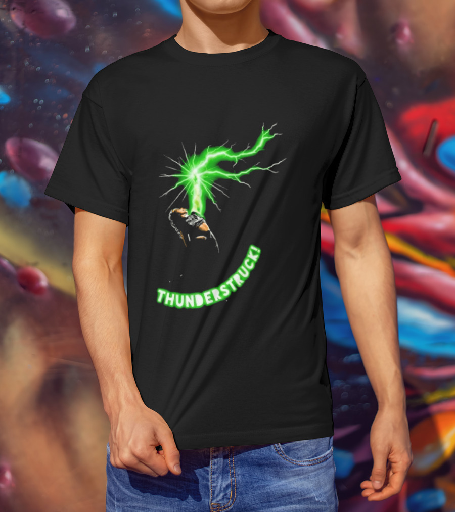 Thunderstruck Green Lightning Female Wrestler Power Burst T-Shirt