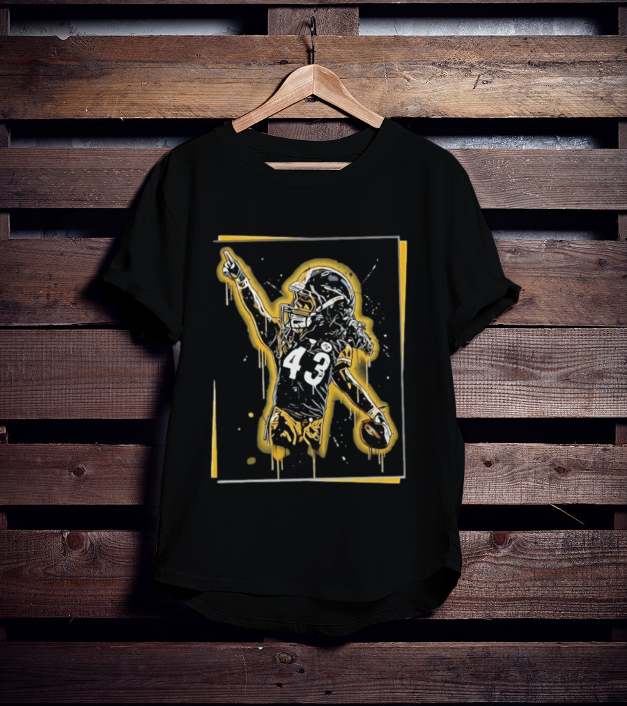 Troy Polamalu Pittsburgh Steelers 43 Splatter Paint Art Football T-Shirt