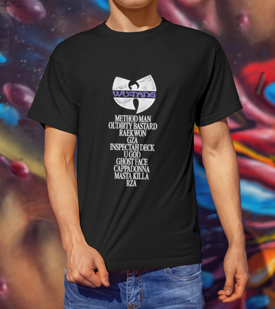 Wu Tang Clan Symbol With Members Method Man Ol Dirty Bastard Raekwon Ghostface Killah Inspectah Deck U God GZA Cappadonna Masta Killa RZA T-Shirt