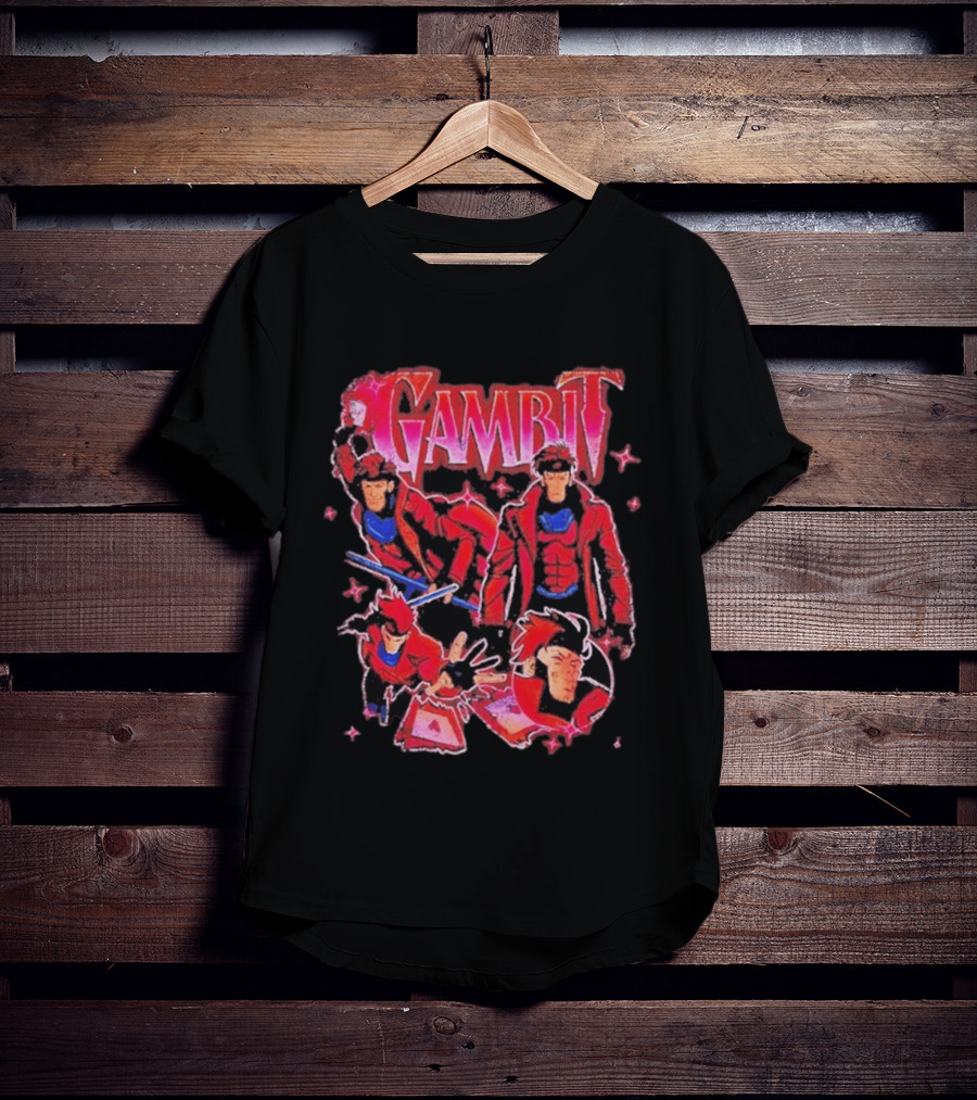 Marvel X Men Gambit Red Jacket Blue Scarf Playing Cards T-Shirt