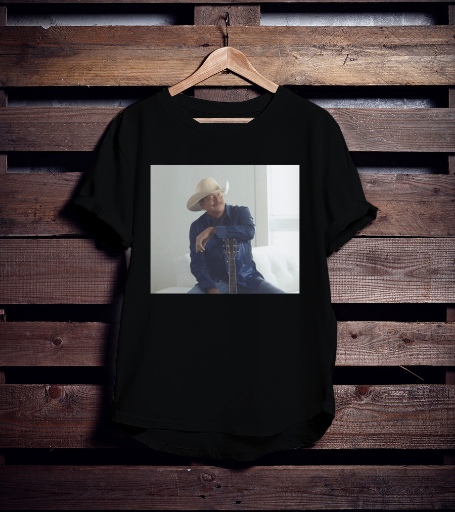 Alan Jackson I Want To Stroll Over Heaven With You White Hat Blue Guitar T-Shirt