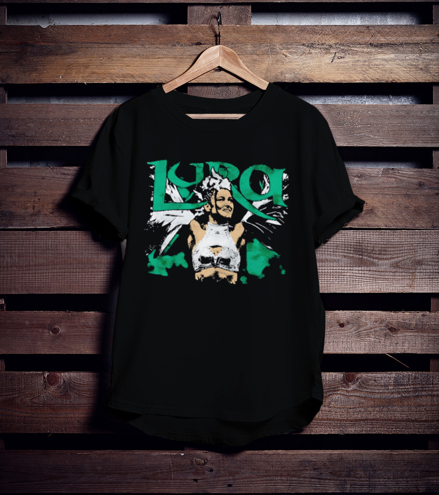Lyra Valkyria WWE Wrestling White Outfit Green Accents T-Shirt