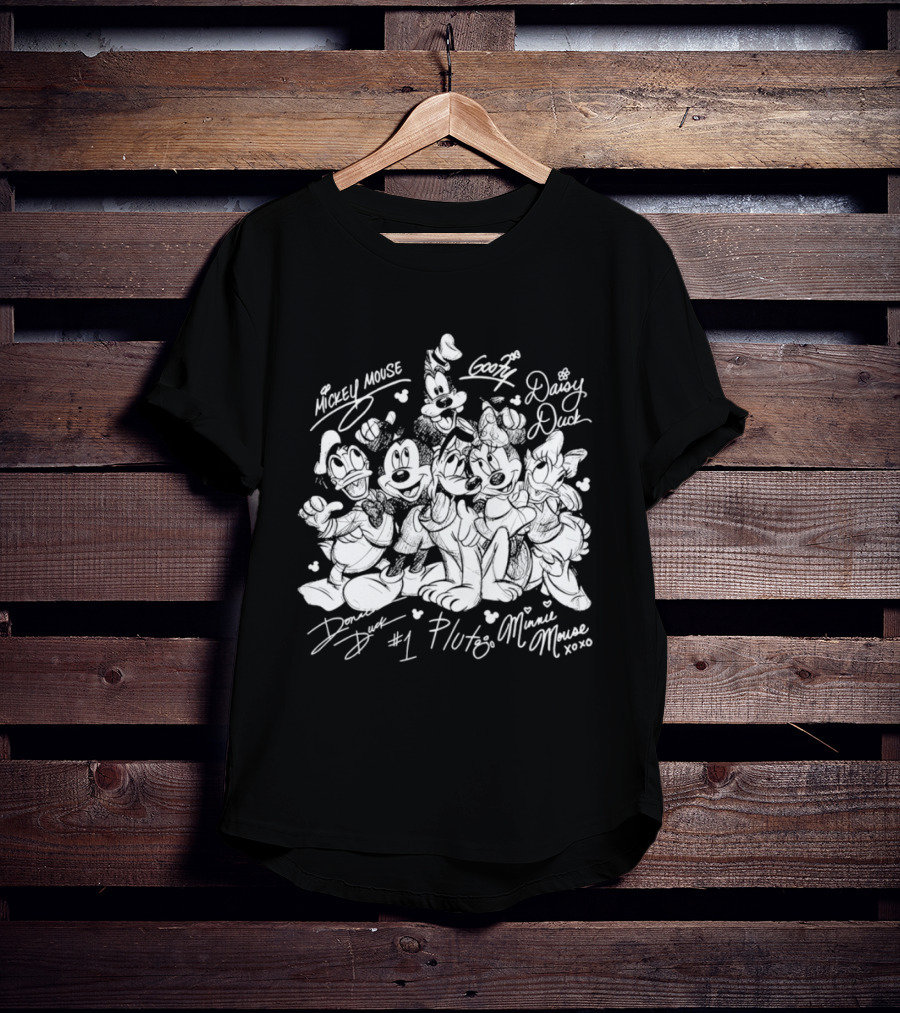 Mickey Mouse Goofy Daisy Duck Donald Duck Pluto Minnie Mouse Friends 2026 Disneyland Trip Sketch T-Shirt