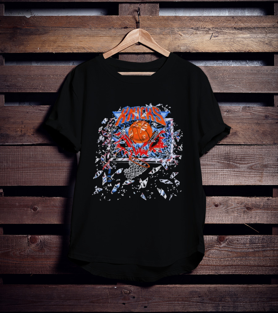 New York Knicks Basketball Backboard Shatter Explosive Glass Impact T-Shirt