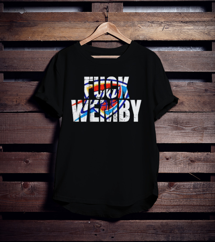 OKC Thunder Text Logo Overlay Wemby T-Shirt