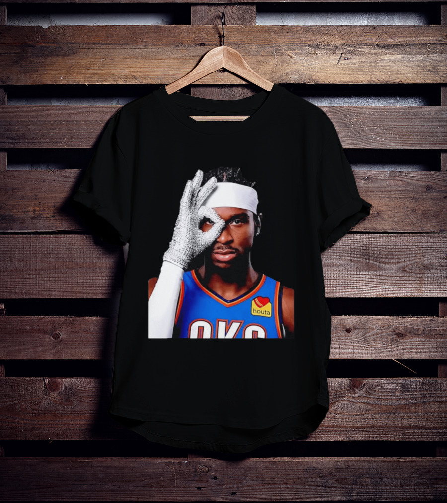 Shai Gilgeous Alexander Oklahoma City Thunder Clutch Player Of The Year 2026 Glitter Gloves Houta OKC T-Shirt