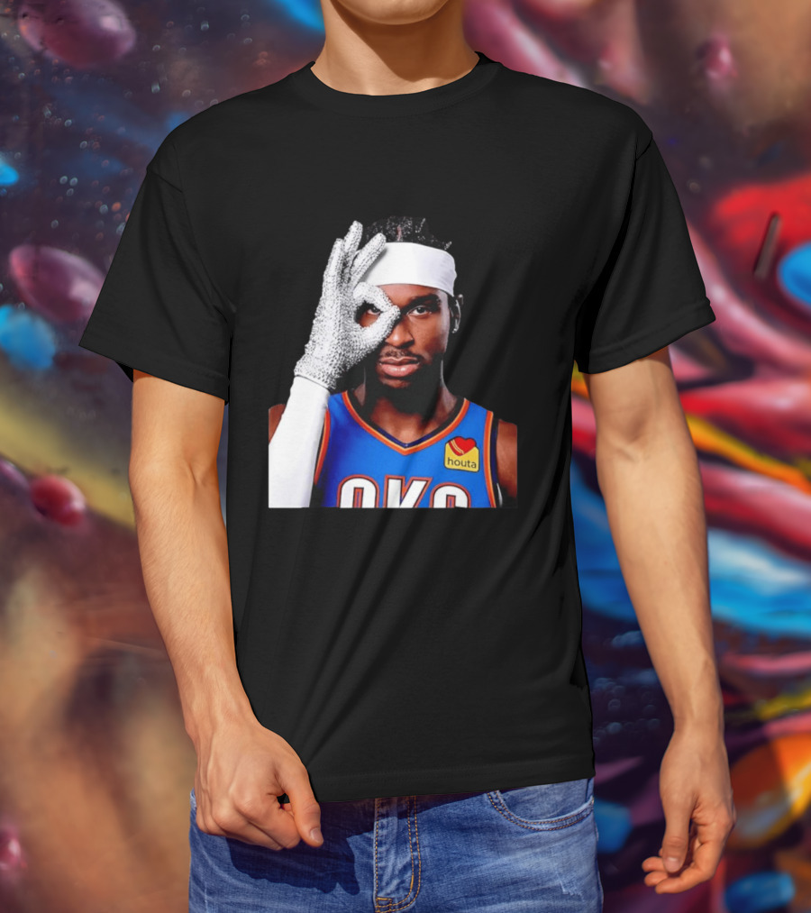 Shai Gilgeous Alexander Oklahoma City Thunder Clutch Player Of The Year 2026 Glitter Gloves Houta OKC T-Shirt