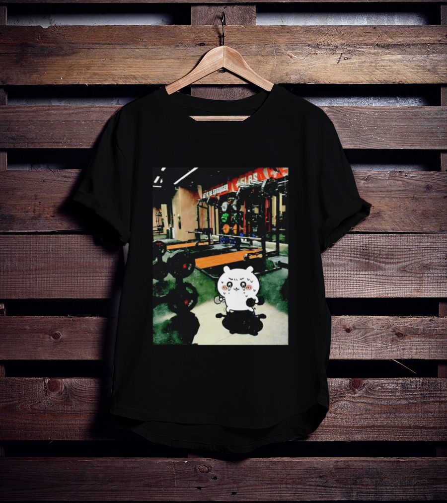 Usagi Working Out At The Gym Let's Be Stronger Chiikawa Fitness Motivational Scene T-Shirt