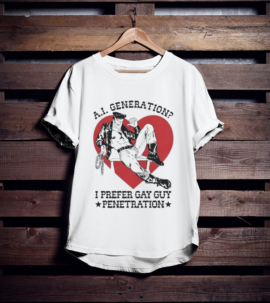A.I. Generation I Prefer Gay Guy Penetration Heart Background Leather Outfit T-Shirt
