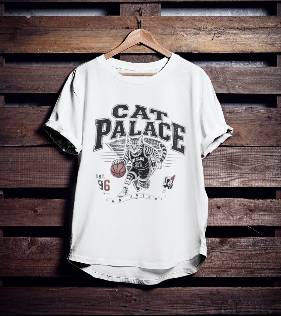 Cat Palace San Antonio Spurs Est 96 Basketball Cat Player T-Shirt
