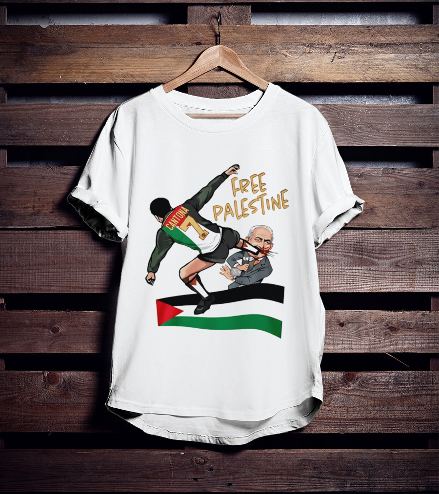 Cantona Number 7 Free Palestine Kick Advocate T-Shirt