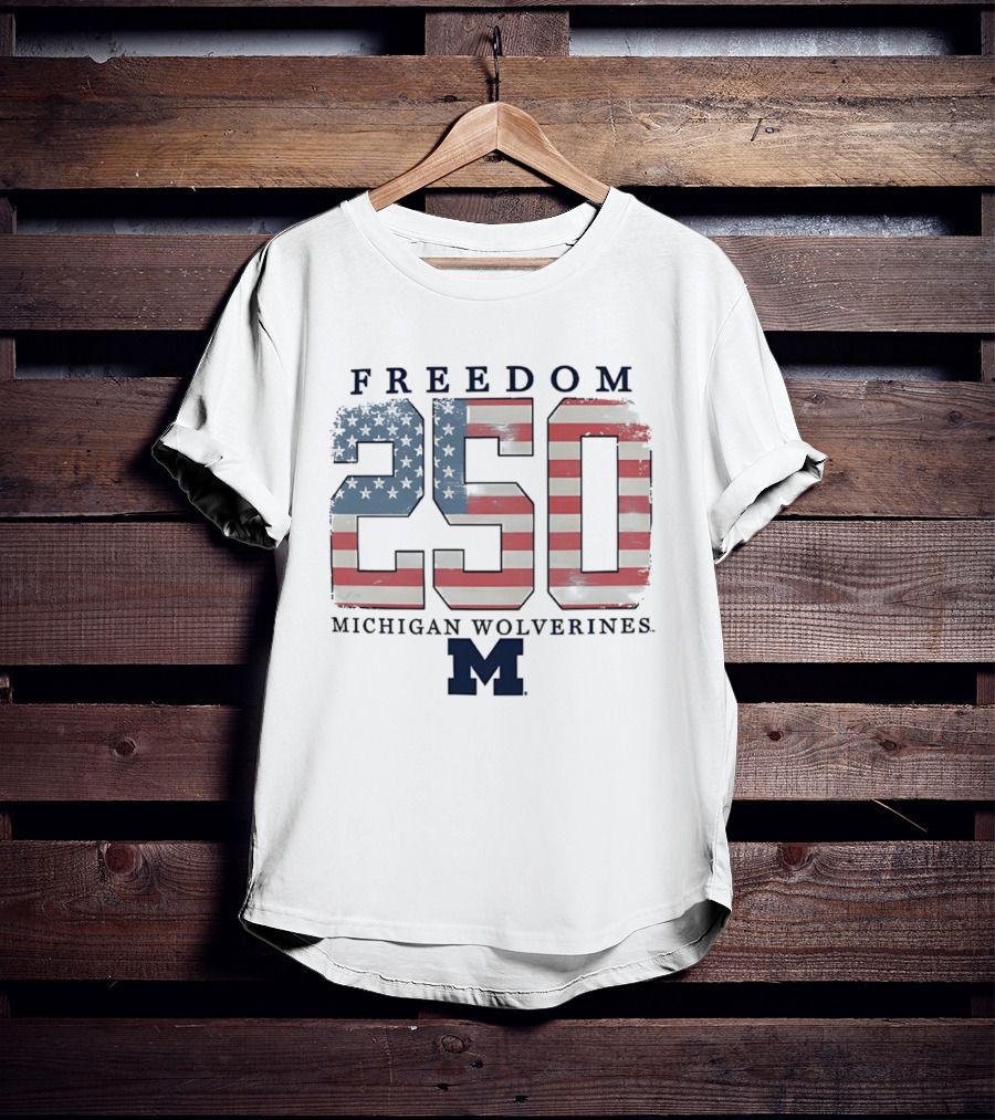 Michigan Wolverines Freedom 250 American Flag T-Shirt