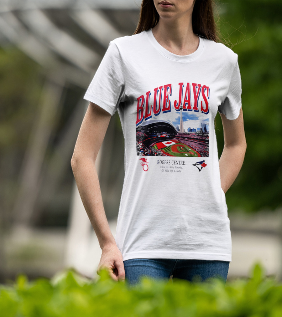 Blue Jays Rogers Centre Toronto Skyline CN Tower Baseball Stadium Canada T-Shirt