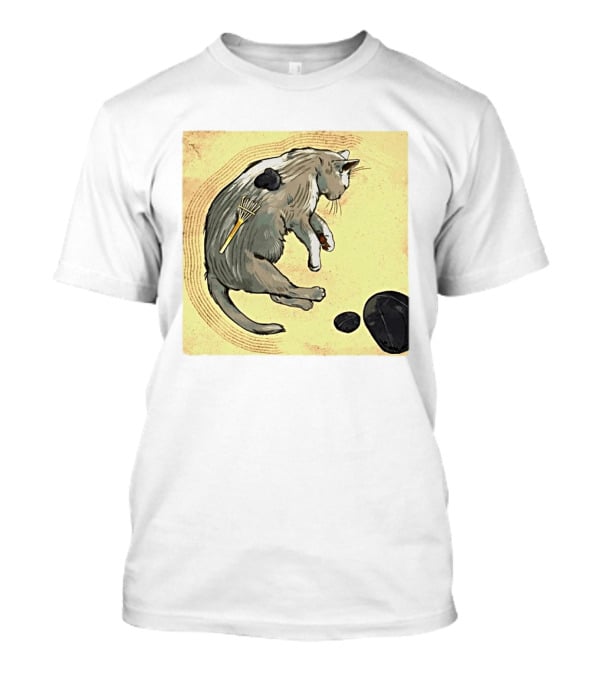 Zen Garden Kitty Rake And Stones Tranquility T-Shirt