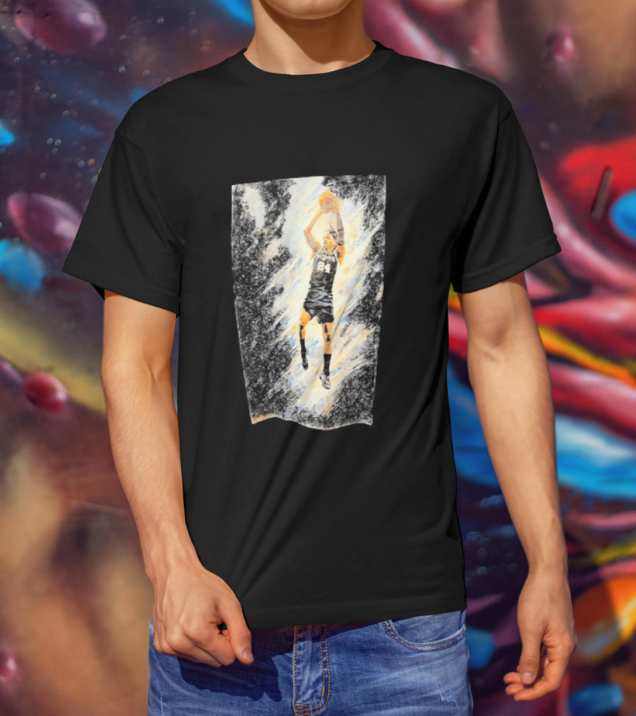 Devin Vassell 24 San Antonio Spurs Basketball Player In Iconic Action Pose T-Shirt