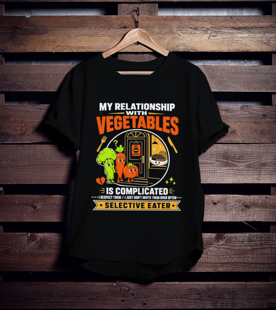 My Relationship With Vegetables Is Complicated Selective Eater Broccoli Carrot Humor T-Shirt