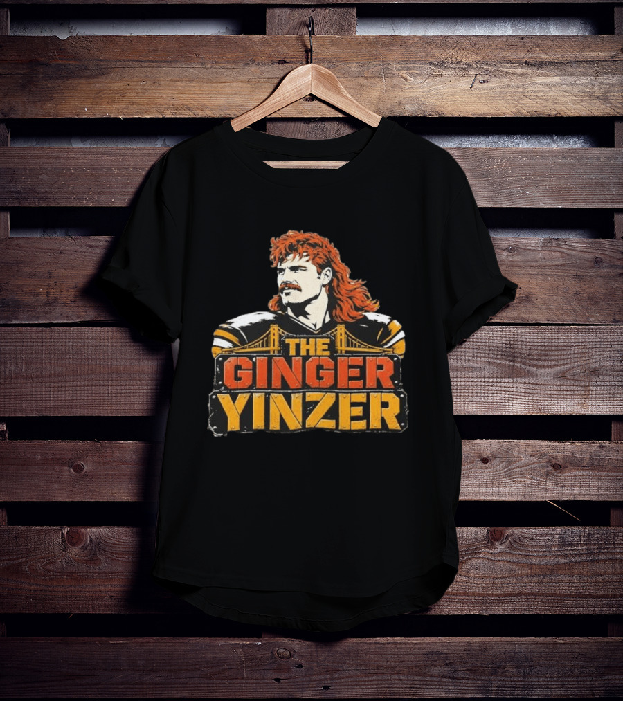The Ginger Yinzer Pittsburgh Steel City Sports Icon With Red Hair And Mustache T-Shirt