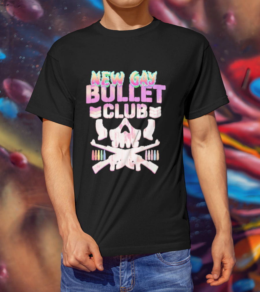 New Gay Bullet Club Skull Rainbow Pride T-Shirt