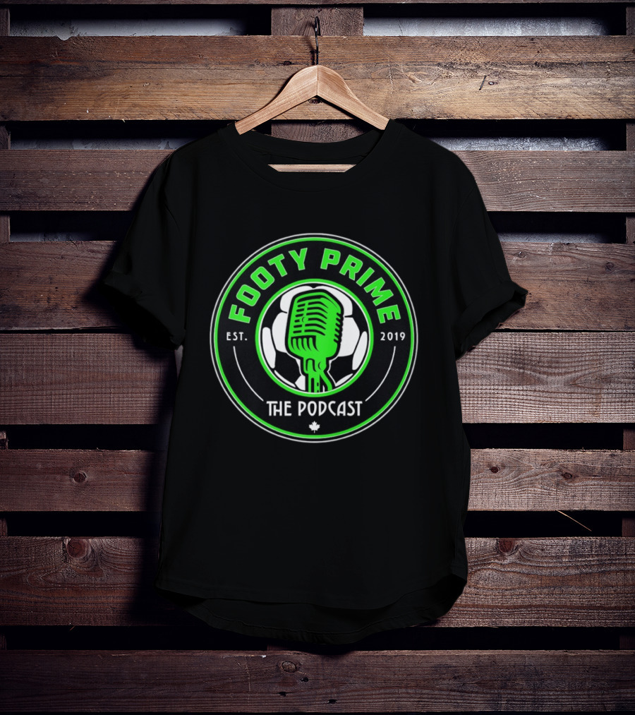 Footy Prime Podcast Est 2019 Soccer Microphone T-Shirt