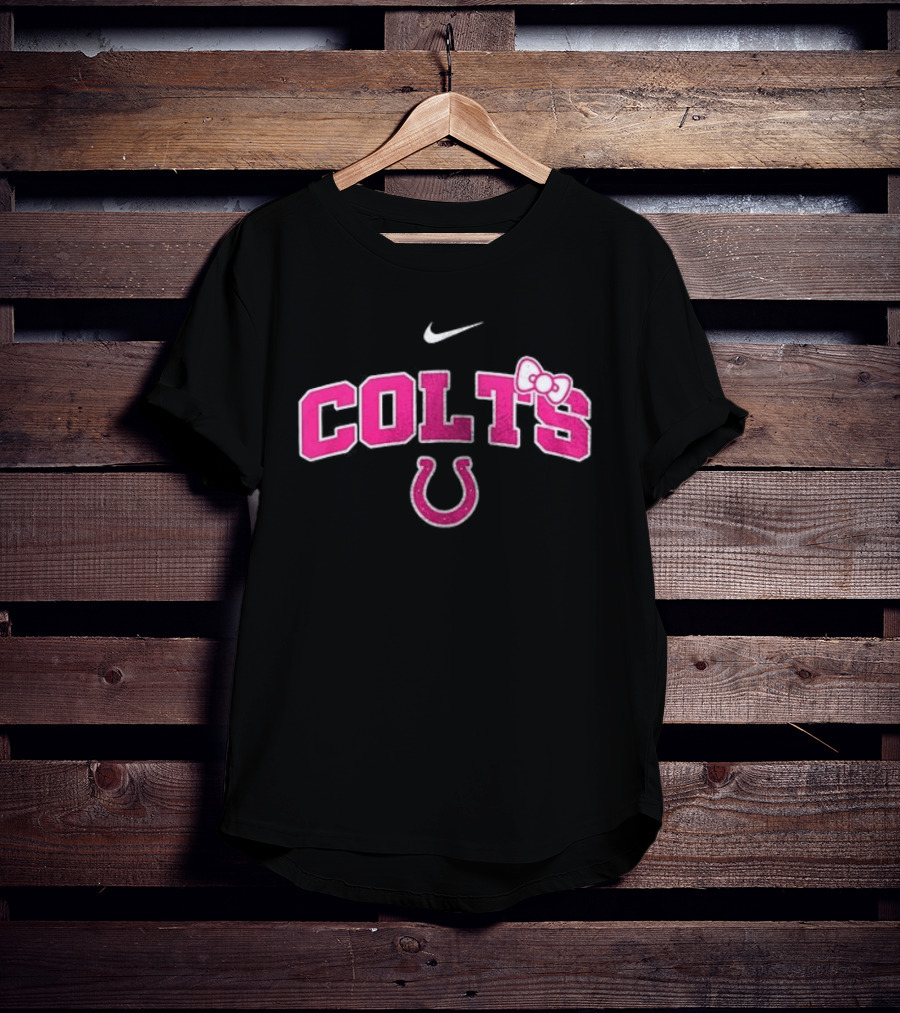 Indianapolis Colts Hello Kitty Pink Bow Breast Cancer Awareness Nike Collaboration T-Shirt
